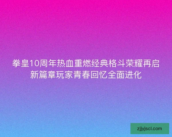拳皇10周年热血重燃经典格斗荣耀再启新篇章玩家青春回忆全面进化
