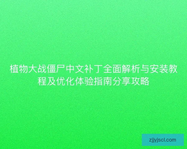 植物大战僵尸中文补丁全面解析与安装教程及优化体验指南分享攻略