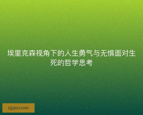 埃里克森视角下的人生勇气与无惧面对生死的哲学思考