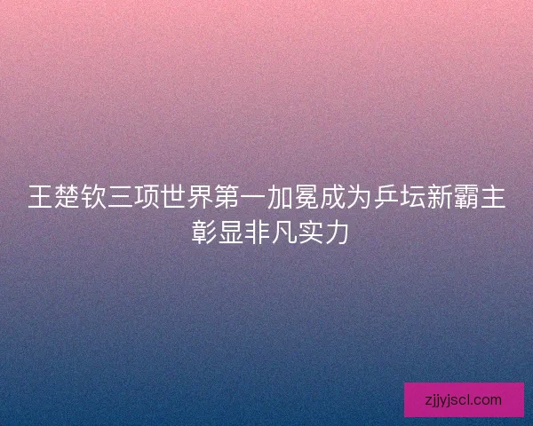 王楚钦三项世界第一加冕成为乒坛新霸主 彰显非凡实力 王楚钦三项世界第一加冕成为乒坛新霸主 彰显非凡实力